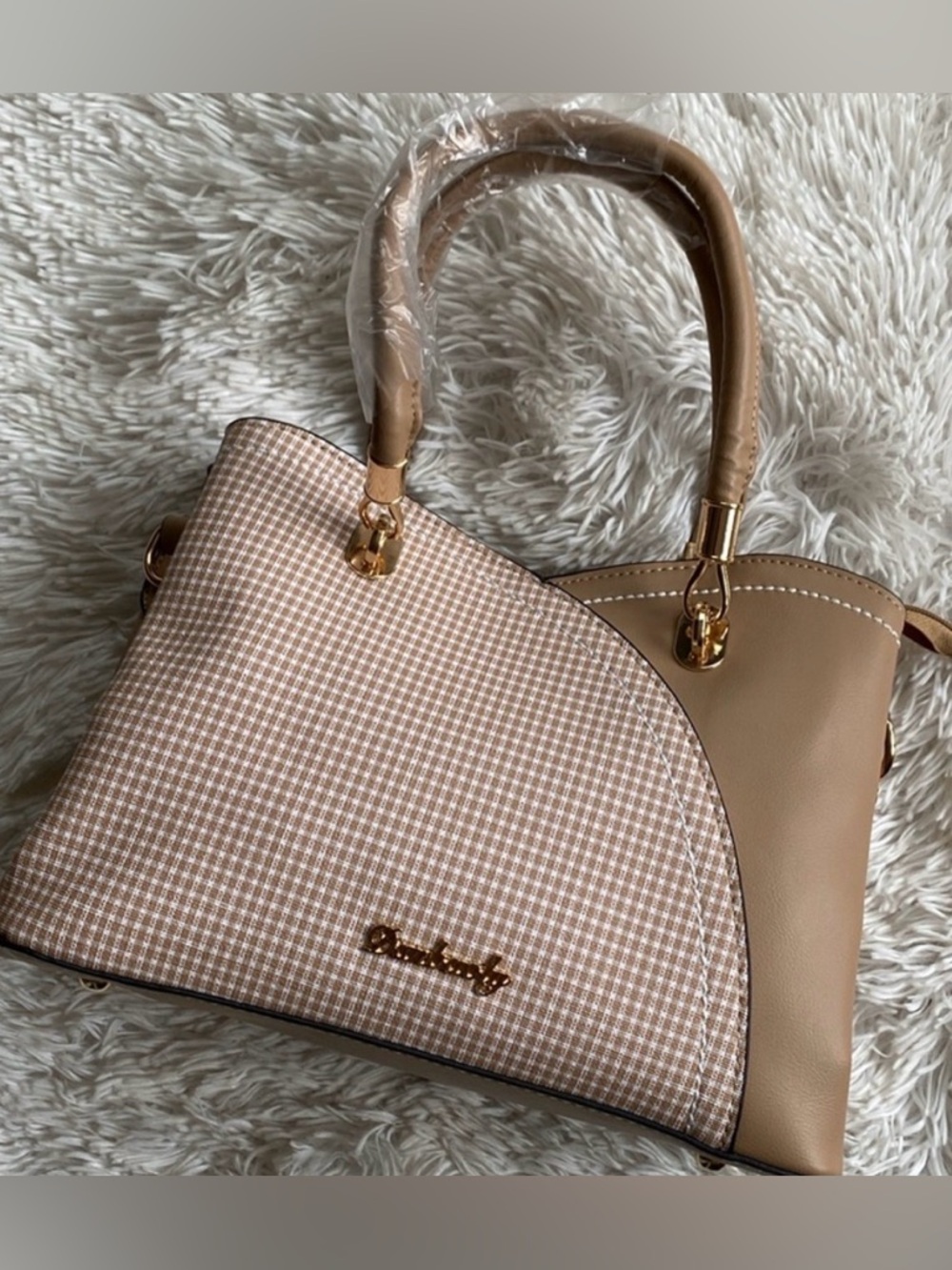 Danbaoly cream plaid gorgeous handheld/shoulder/crossbody logo bag